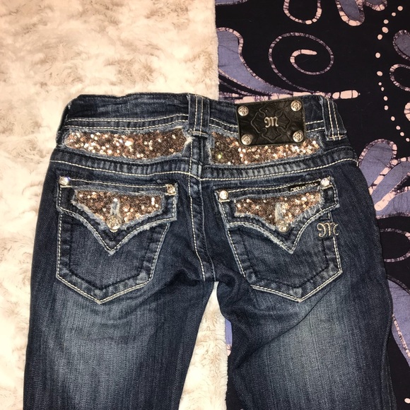 Gold Sequin Miss Me Jeans - Picture 3 of 7